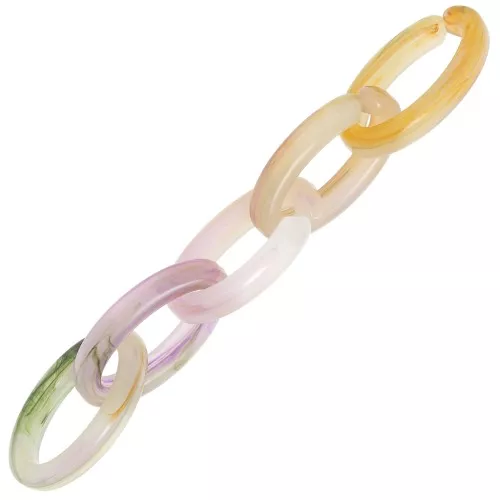 Eslabón oval de acrílico transparente 35x19 mm - Violeta jaspeado - Verde - Marrón