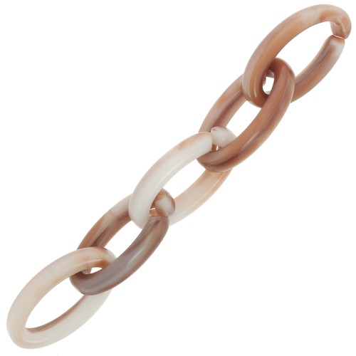 Eslabón acrílico oval 35x19 mm - Mármol marrón oscuro x1