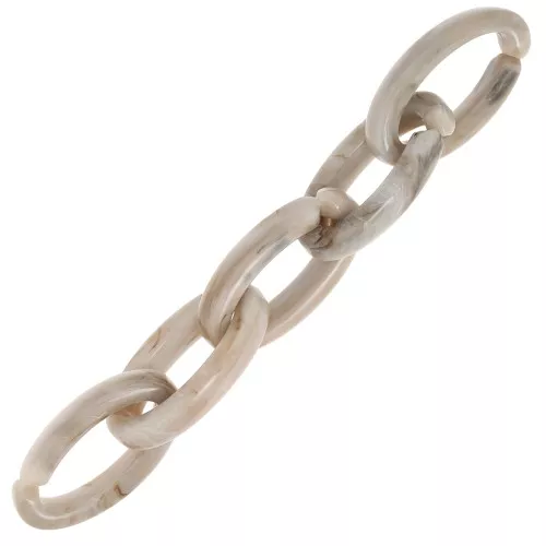 Eslabón acrílico oval 35x19 mm - Beige jaspeado - Marrón oscuro x1