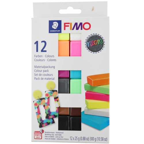 Surtido de 12 colores Fimo Soft y Effect - Neón