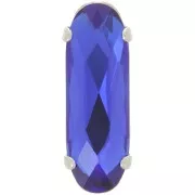 Juego de Cristales Aurora A4161 Clásico Oval Largo 21x7 mm - Rodio - Azul Capri x1