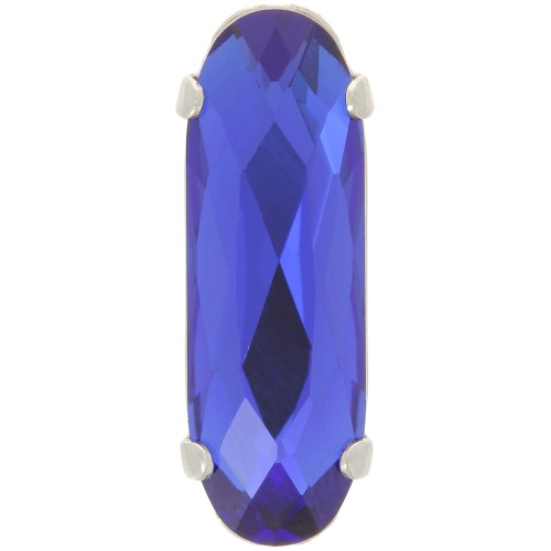Juego de Cristales Aurora A4161 Clásico Oval Largo 21x7 mm - Rodio - Azul Capri x1