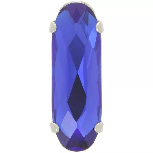 Juego de Cristales Aurora A4161 Clásico Oval Largo 21x7 mm - Rodio - Azul Capri x1