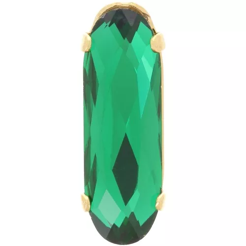 Aurora Cristal Set A4161 Largo Clásico Oval 21x7 mm - Oro - Esmeralda x1