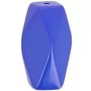 Cuenta tubular hexagonal de resina opaca 25x15 mm - Azul real x1