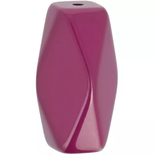Cuenta de tubo hexagonal de resina opaca 25x15 mm - Berenjena x1