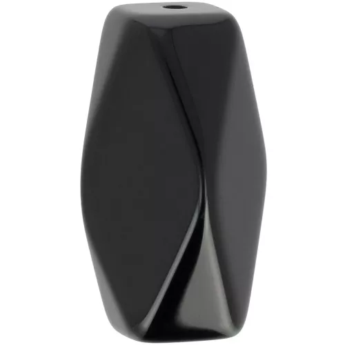 Cuenta tubular hexagonal de resina opaca 25x15 mm - Negro x1