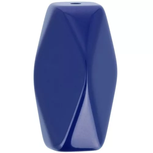 Cuenta tubular hexagonal de resina opaca 25x15 mm - Azul marino x1