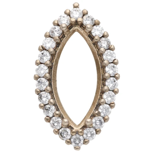 Engaste garra 4200 15x7 mm con óxidos de circonio - Latón sin tratar - Cristal