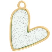 Colgante corazón 21x18 mm epoxy vitrail - Dorado oro fino - Azul - Purpurina plata|raw }}