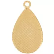 Colgante gota 27x16 mm con resina epoxi - Dorado con oro fino - Violeta nacarado x1