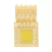 Mini colgante cuadrado estriado 10x6 mm con resina epoxi - Dorado con oro fino - Amarillo x1