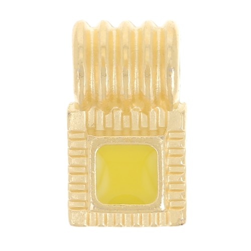 Mini colgante cuadrado estriado 10x6 mm con resina epoxi - Dorado con oro fino - Amarillo x1