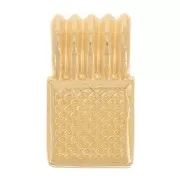 Mini colgante cuadrado estriado 10x6 mm con resina epoxi - Dorado con oro fino - Negro x1