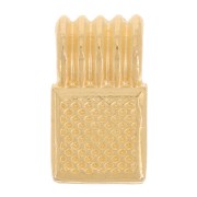 Mini colgante cuadrado estriado 10x6 mm con resina epoxi - Dorado con oro fino - Naranja x1