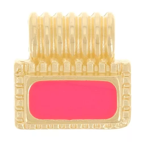Mini colgante rectángulo de 10 mm con resina epoxi - Dorado con oro fino - Coral fluorescente