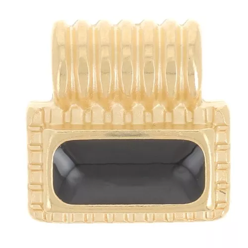 Mini colgante rectángulo de 10 mm con resina epoxi - Dorado con oro fino - Negro x1