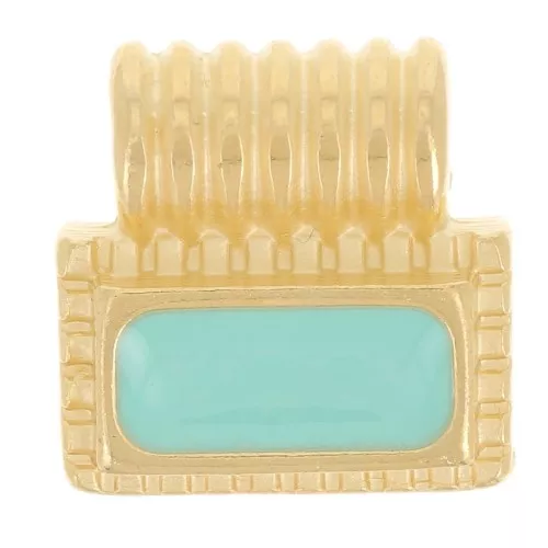 Mini colgante rectángulo de 10 mm con resina epoxi - Dorado con oro fino - Turquesa x1