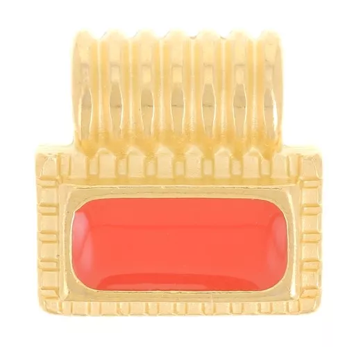 Mini colgante rectángulo de 10 mm con resina epoxi - Dorado con oro fino - Naranja x1