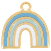 Colgante arco iris 16x17 mm con resina epoxi - Dorado con oro fino - Azul múltiple x1|raw }}