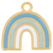 Colgante arco iris 16x17 mm con resina epoxi - Dorado con oro fino - Azul múltiple x1