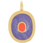 Colgante ovalado 27x17 mm con resina epoxi - Dorado con oro fino - Violeta nacarado x1|raw }}