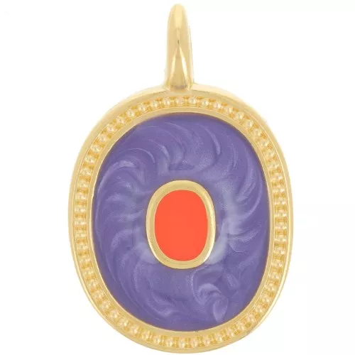 Colgante ovalado 27x17 mm con resina epoxi - Dorado con oro fino - Violeta nacarado x1