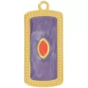 Colgante rectángulo 29x14 mm con resina epoxi - Dorado con oro fino - Violeta nacarado x1