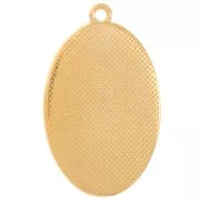 Colgante Virgen María oval 32x20 mm con resina epoxi - Dorado con oro fino - Azul