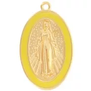 Colgante Virgen María oval 32x20 mm con resina epoxi - Dorado con oro fino - Amarillo