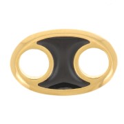 Entrepieza oval 13x8 mm con resina epoxi - Dorado con oro fino - Negro x1