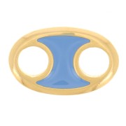 Entrepieza oval 13x8 mm con resina epoxi - Dorado con oro fino - Azul x1