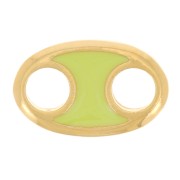 Entrepieza oval 13x8 mm con resina epoxi - Dorado con oro fino - Verde claro x1