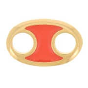 Entrepieza oval 13x8 mm con resina epoxi - Dorado con oro fino - Naranja x1