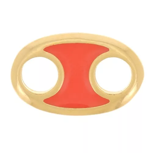 Entrepieza oval 13x8 mm con resina epoxi - Dorado con oro fino - Naranja x1