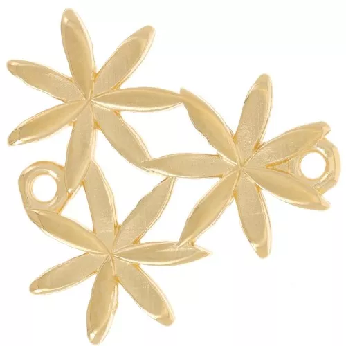 Entrepieza 3 flores 21 mm - Dorado con oro fino x1