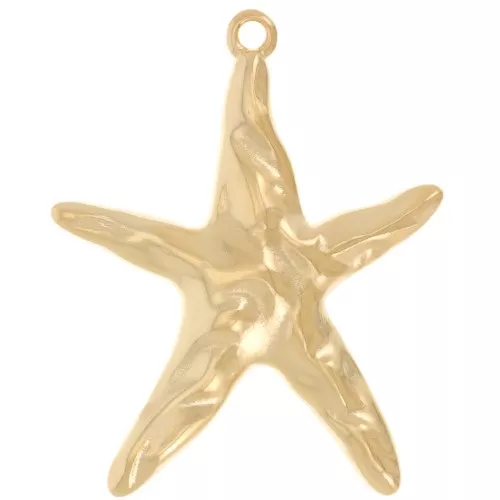 Colgante estrella de mar martillada 35x28,5 mm - Dorado con oro fino x1
