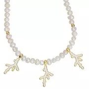 Colgante de coral 27x14 mm con resina epoxi - Dorado con oro fino - Naranja x1