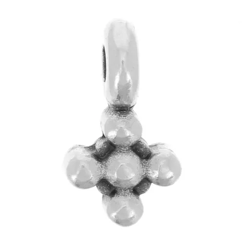 Mini dijes de cruz 9x5 mm - Plateado fino envejecido x5