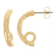 Medio aro martillado 21 mm con anilla cerrada - Dorado con oro fino x2
