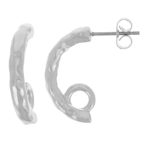 Pendientes de medio aro martillado 21 mm con anilla cerrada - Plata de ley envejecida x2