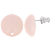 Ganchos pendientes redondos de resina 14 mm - Rosa pastel x2|raw }}