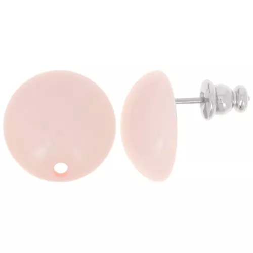 Ganchos pendientes redondos de resina 14 mm - Rosa pastel x2
