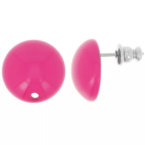 Ganchos pendientes redondos de resina 14 mm - Fucsia x2
