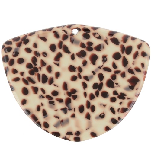 Colgante geométrico de acetato 35x45 mm - Marrón moteado - Crema x1