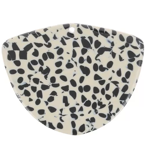 Colgante geométrico de acetato 35x45 mm - Negro jaspeado - Beige x1