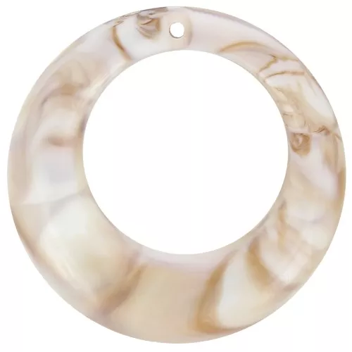 Colgante de acrílico redondo curvado hueco de 42 mm - Beige Mármol x1
