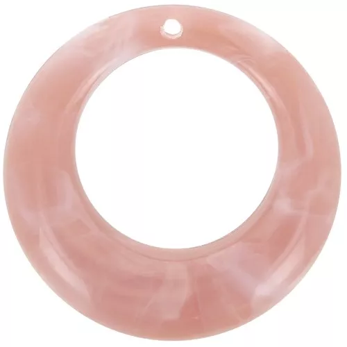 Colgante de acrílico redondo curvado hueco de 42 mm - Rosa viejo jaspeado x1