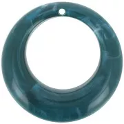 Colgante redondo curvo hueco de acrílico de 42 mm - mármol azul petróleo x1