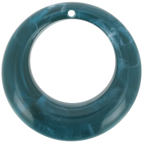 Colgante redondo curvo hueco de acrílico de 42 mm - mármol azul petróleo x1